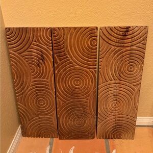 Wooden Wall Art Panels with Circular Patterns
